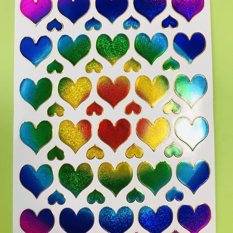 レインボー ハート キラキラ シール RAINBOW HEART STICKER