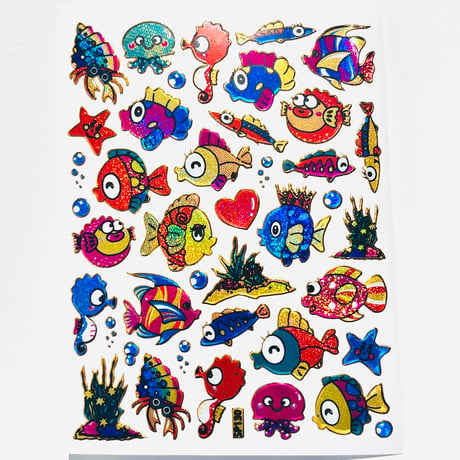 魚 (13) キラキラ シール FISH STICKER