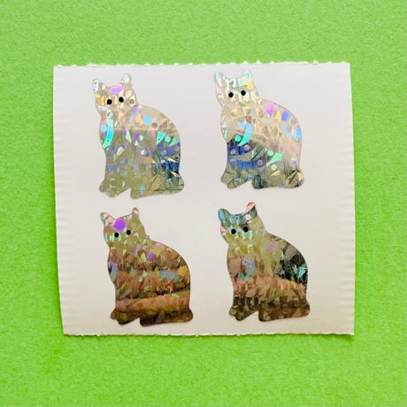 猫 シルバー プリズム シール CAT SILVER PRISM STICKER