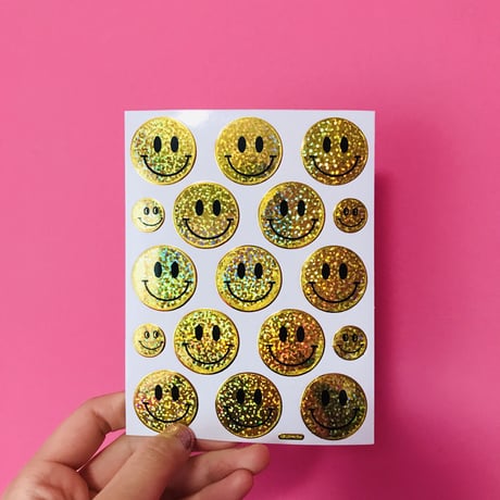 スマイル 黄色② キラキラ シール SMILE YELLOW STICKER