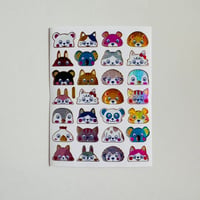 動物の顔 大 ① キラキラ シール ANIMAL FACE STICKER