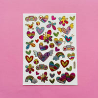 ハートとラジカセ キラキラ シール HEART STICKER