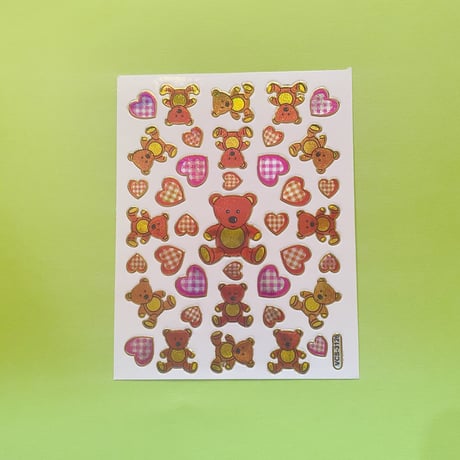 クマ 熊 オレンジ キラキラ シール BEAR STICKER