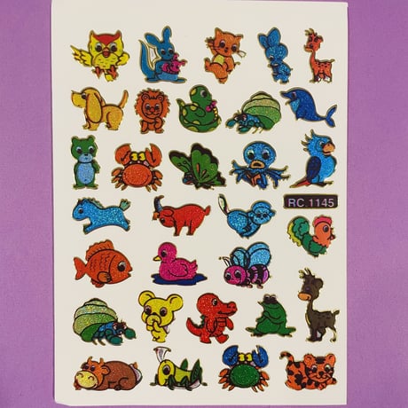 カラフル 動物 ④ キラキラ シール COLORFUL ANIMAL STICKER