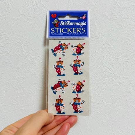 ピエロになったクマ シール ザラザラ パッケージ入り BEAR CLOWN STICKER