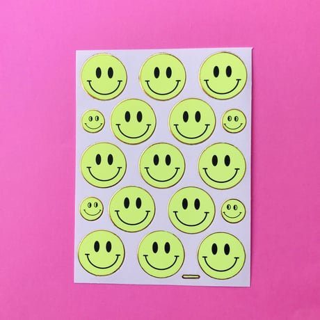 スマイル 黄色 蛍光 シール SMILE STICKER NEON YELLOW