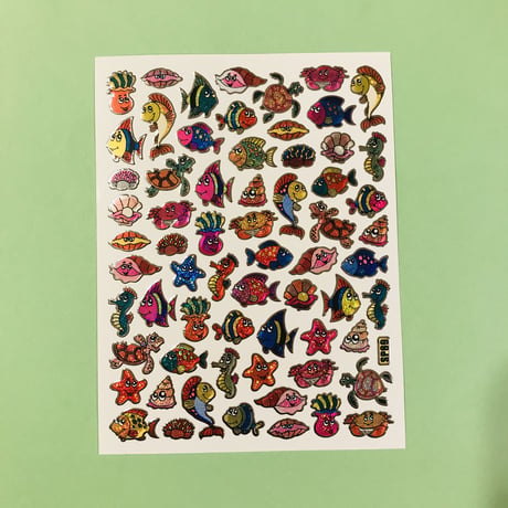 海の生き物 ④ キラキラ シール SEA ANIMAL STICKER