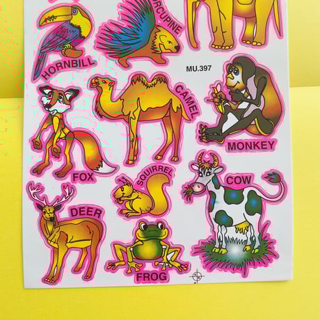 動物 シール ピンクのふち ANIMAL STICKER