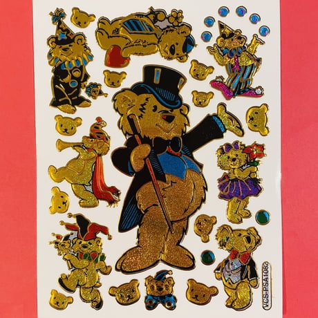 金色のクマ ② キラキラ シール  GOLD COLOR BEAR STICKER