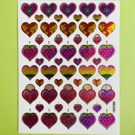 ハート 苺 キラキラ シール HEART STRAWBERRY STICKER