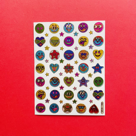 スマイル カラフル ③ キラキラ シール COLORFUL SMILE STICKER