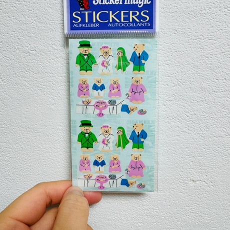 クマ 結婚式 シール パッケージ入り BEAR WEDDING STICKER