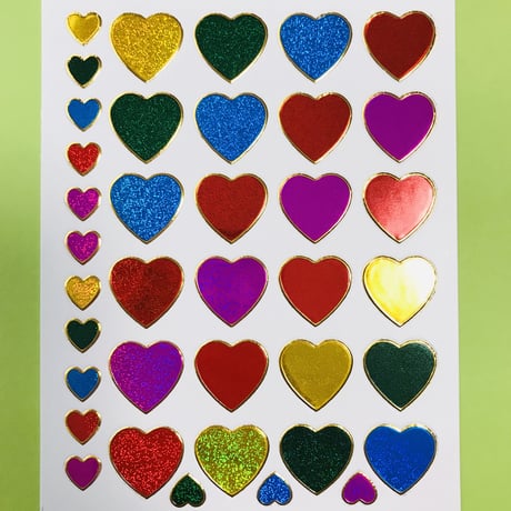 ハート カラフル ③ キラキラ シール COLORFUL HEART STICKER