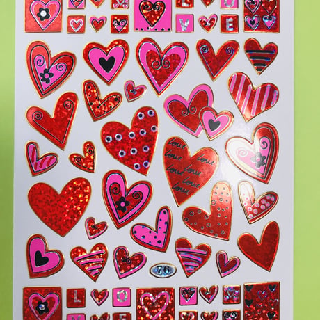 ハート 赤 ② キラキラ シール red heart sticker