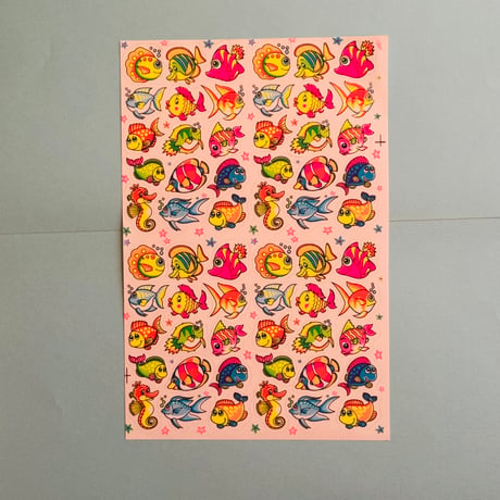 魚 シール ネオン 大 NEON FISH STICKER