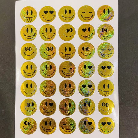 スマイル 黄色 ③ キラキラ シール SMILE YELLOW STICKER