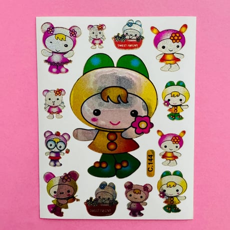 帽子を被った女の子 キラキラ シール GIRL STICKER