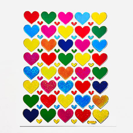 ハート カラフル (12) キラキラ シール COLORFUL HEART STICKER