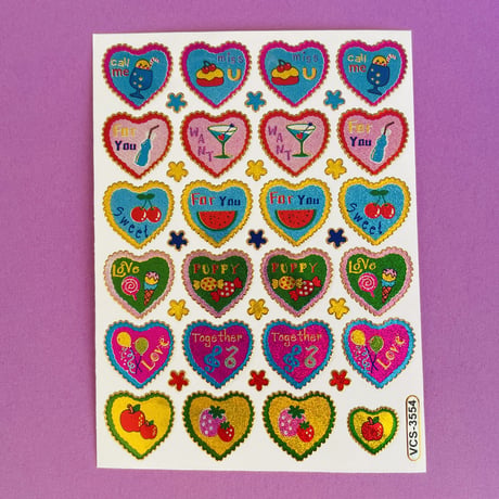 ハート イラスト ⑤ キラキラ  シール HEART ILLUSTRATION STICKER