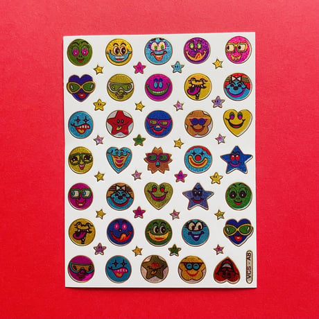 スマイル カラフル ③ キラキラ シール COLORFUL SMILE STICKER