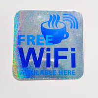 FREE Wi-Fi 青 シール キラキラ Wi-Fi BLUE STICKER