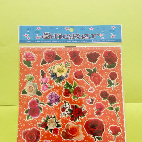 バラのシール オレンジの台紙 ROSE STICKER