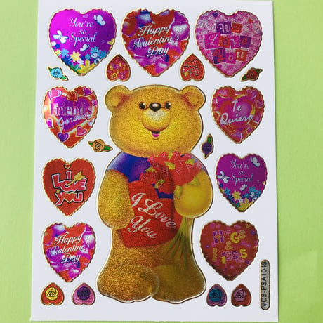 クマ バレンタイン キラキラ シール BEAR VALENTINE'S DAY STICKER