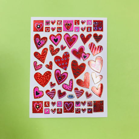 ハート 赤 ② キラキラ シール red heart sticker