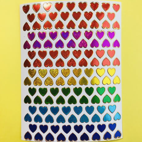 ミニハート カラフル ③ キラキラ シール MINI COLORFUL HEART STICKER