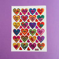ハート カラフル 英語 ② キラキラ シール COLORFUL HEART ENGLISH STICKER