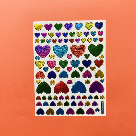 ハート カラフル ② キラキラ シール COLORFUL HEART STICKER