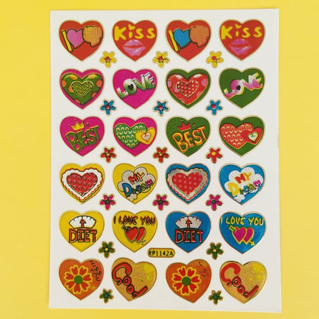 ハート イラスト ⑦ キラキラ  シール HEART ILLUSTRATION STICKER