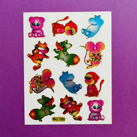カラフル 動物 ⑧ キラキラ シール COLORFUL ANIMAL STICKER