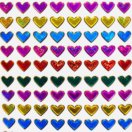 ハート カラフル (13) キラキラ シール COLORFUL HEART STICKER