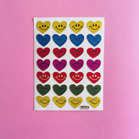カラフル スマイル ② ハート キラキラ シール COLORFUL SMILE HEART STICKER