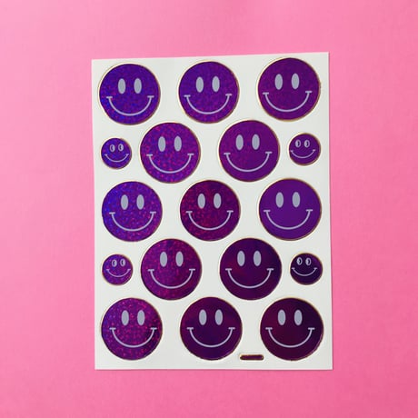 スマイル 紫 キラキラ シール  SMILE STICKER PURPLE
