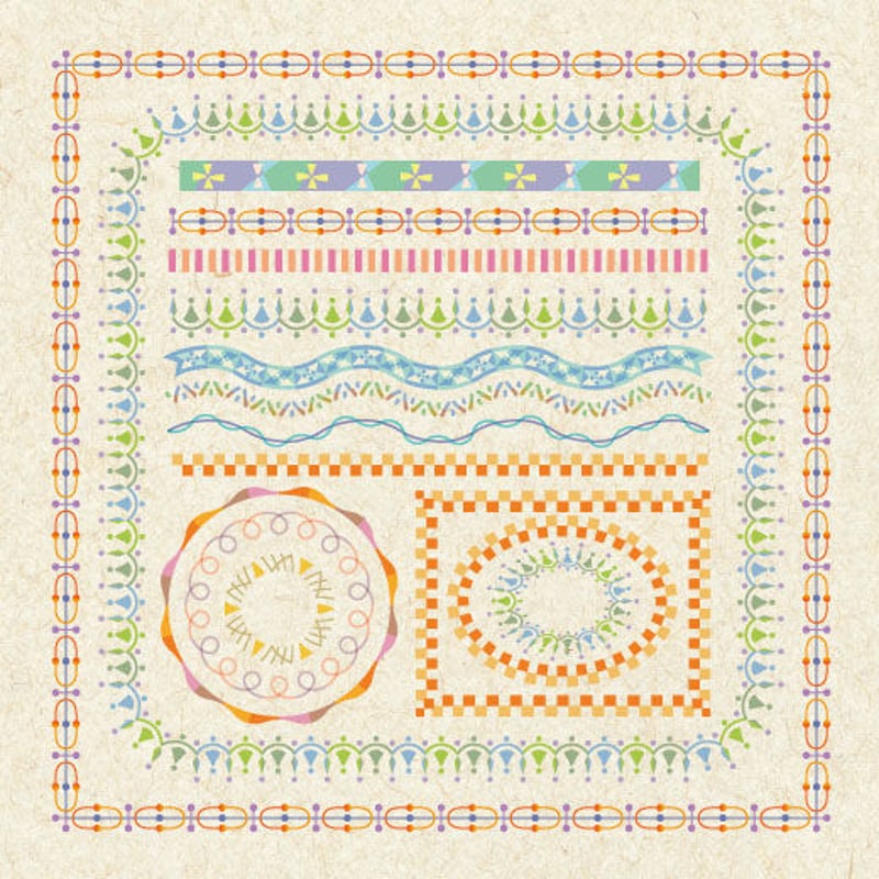 デザイン素材集: EP23 彩kazari [飾り罫+囲み罫/カスタムデコ]【AI版