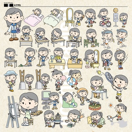 イラスト素材集：DG17_ 10人家族の生活日記Vol.1［EPS版］