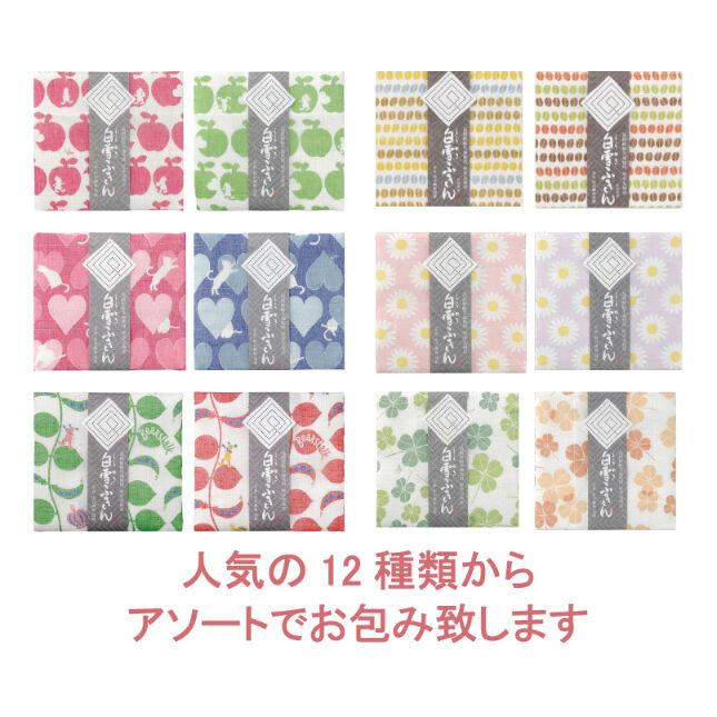 お配りギフトに】白雪ふきん2枚セット アソート(柄×無地) 10個
