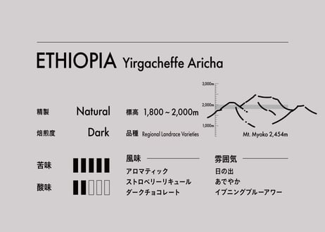 【コーヒー豆】Ethiopia ・Yirgacheffe Aricha・深煎り