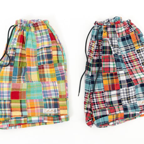 【アメトラ風🗽】ダブル×ダブルパッチワークサウナパンツ グリーン系｜レッド系