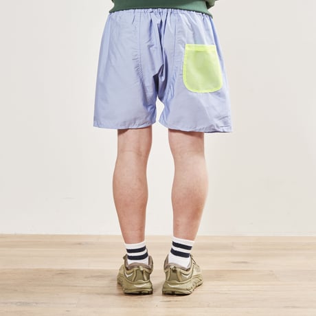 サウナパンツ アップデート ライトブルーxメッシュ（ネオンイエロー）