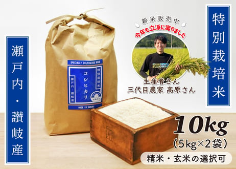 【お買い得】特別栽培米コシヒカリ・新米10kg【讃岐産】精米・玄米の選択可