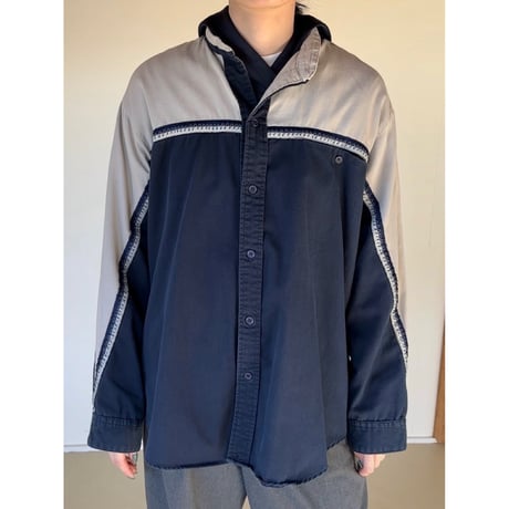 BI COLOR STAND COLLER SHIRT