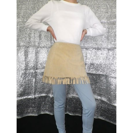 SUEDE FRINGE SKIRT