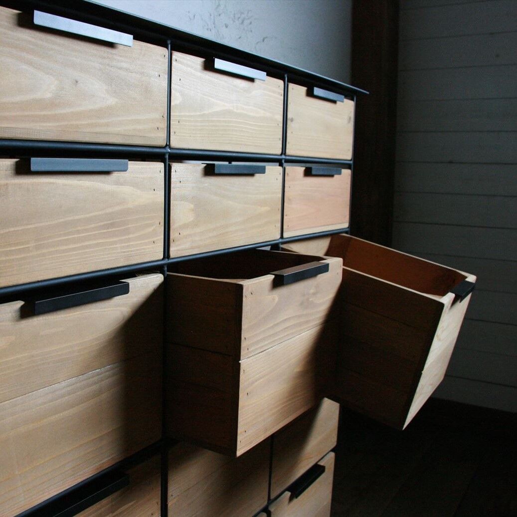 アイアンチェスト アイアンチェスト 1列3段 ウッドトップ | EARL