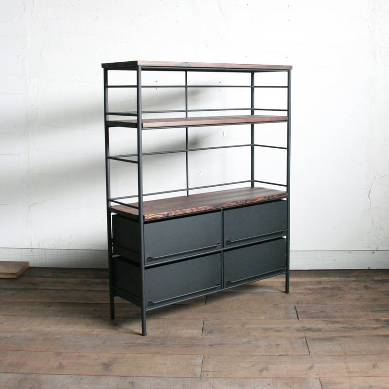 アイアンのドロワーシェルフ 棚2段 引き出し2列2段 | EARL