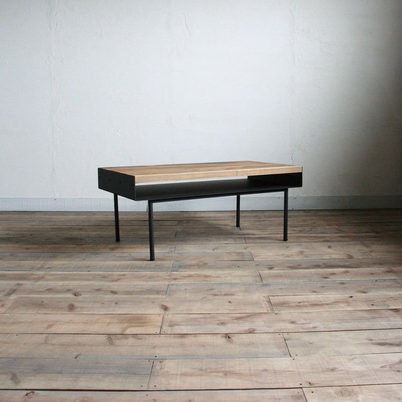 商品杉とアイアンのローテーブル - サイドテーブル・ナイトテーブル