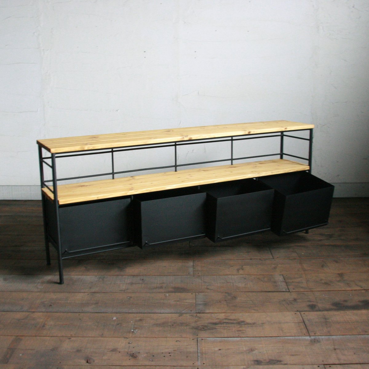 アイアンのドロワーシェルフ 4列1段 天板ライトカラー | EARL