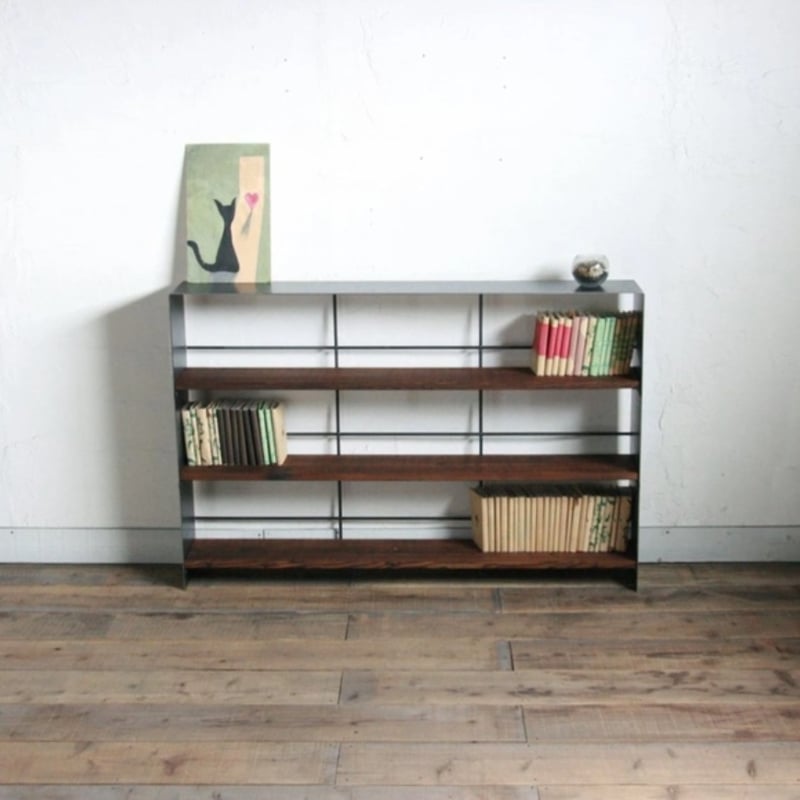 【黒皮アイアンシェルフ】ＤＩＹ組み立て式 アイアンのブックシェルフ 黒皮仕上げ W120cm | EARL